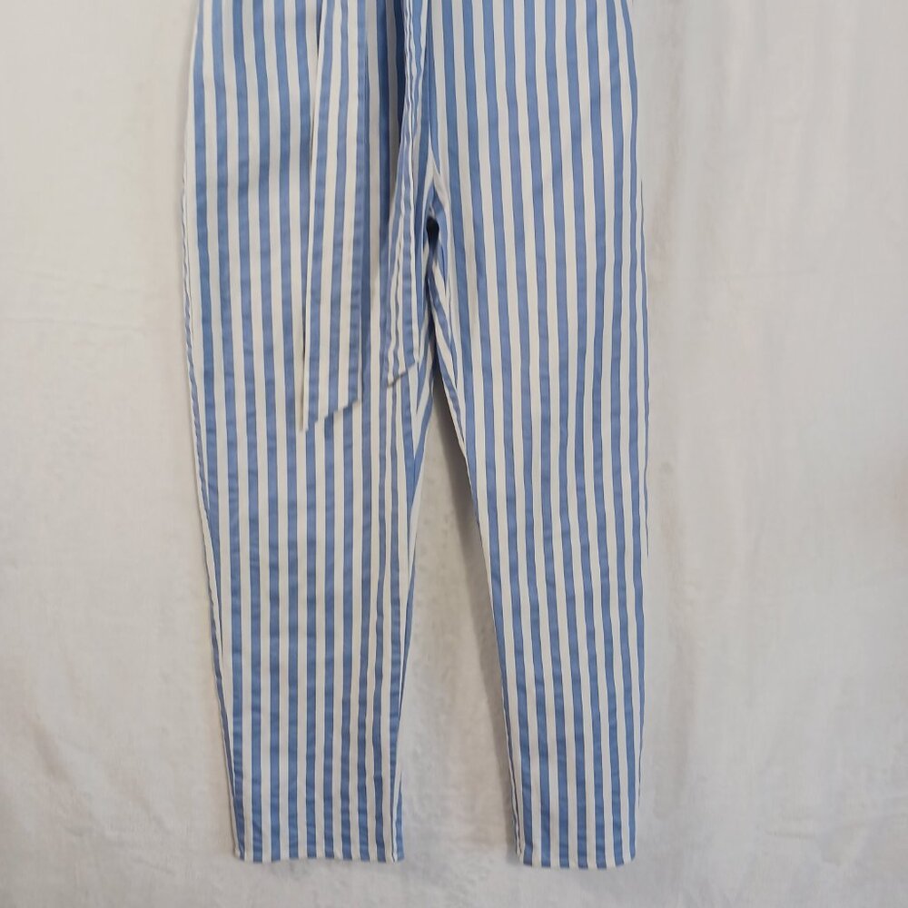 Main Strip, Blue & White Stripe, Off Shoulder Jumpsuit, Spaghetti Straps, Medium - Picture 7 of 14